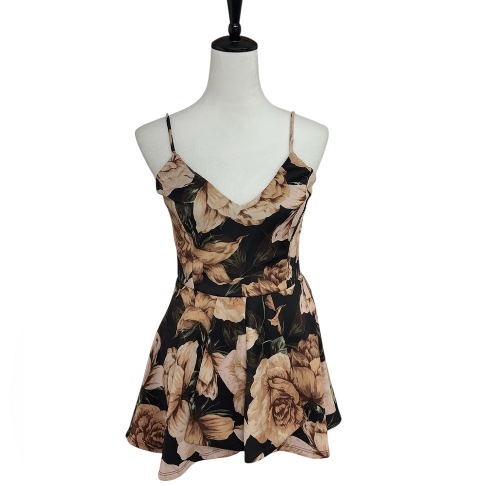 Purple Snow Floral Skort Romper Spaghetti Strap Mini